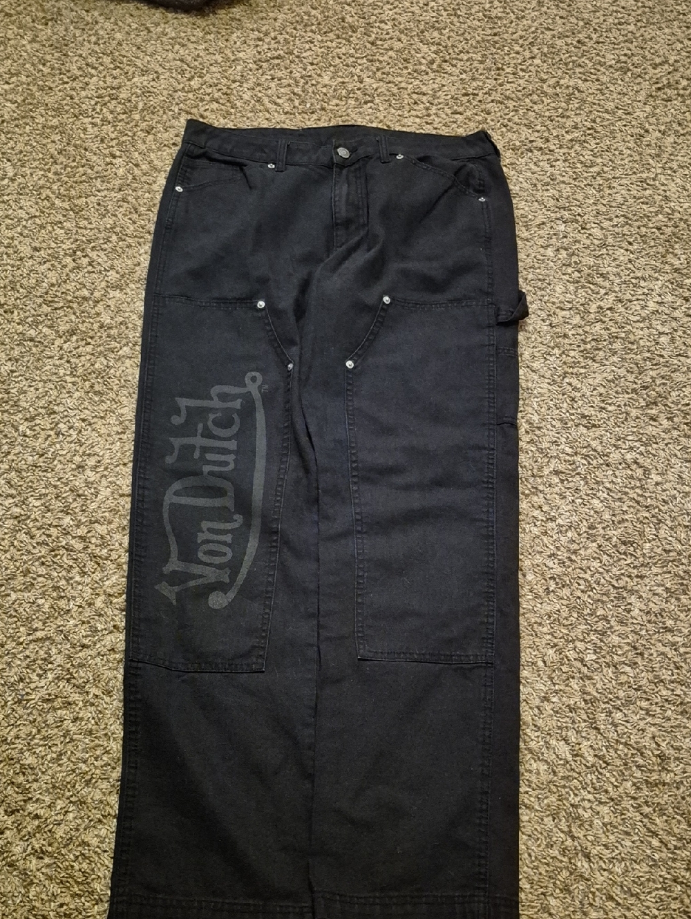 Y2k Von Dutch Embroidered double knee Carpenter Jeans